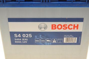 Акумуляторна батарея АКБ 60Ah/540A (232x173x225/+L/B00) S4 Азія (Bosch) 0 092 S40 250 0 092 S40 250 фото