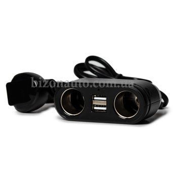 Розгалужувач прикурювача ВИХОДУ 2 +2 USB чорна Zollex 38404 фото